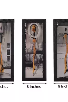 Set of 3 Tribal Lady Satin Matt Texture UV Art Painting