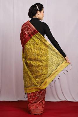 red hand woven Goddess Saree Glamorous with blouse 4