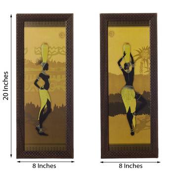 Set of 2 Tribal Lady Satin Matt Texture UV Art Painting 3