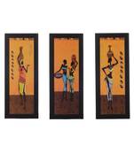 Set of 3 Tribal Lady Satin Matt Texture UV Art Painting