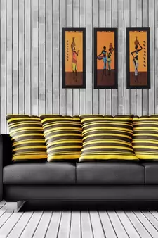Set of 3 Tribal Lady Satin Matt Texture UV Art Painting
