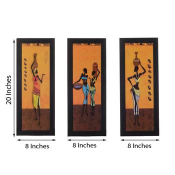 Set of 3 Tribal Lady Satin Matt Texture UV Art Painting 3