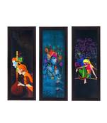 Set Of 3 Radha Krishna Satin Matt Texture UV Art Painting