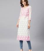 Baby-pink hand woven cotton chikankari-kurtis