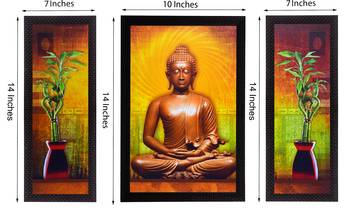 Set Of 3 Meditating Buddha Satin Matt Texture UV Art Painting 2
