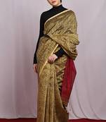 beige Egyptian Print Handloom Saree