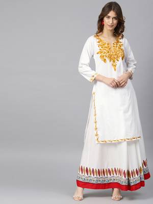 White hand woven cotton chikankari-kurtis 1