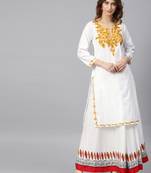 White hand woven cotton chikankari-kurtis