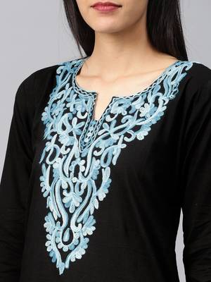 Black hand woven cotton chikankari-kurtis 5