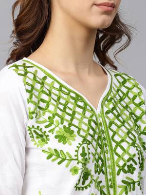 White hand woven cotton chikankari-kurtis 4