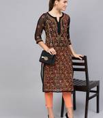 Black hand woven georgette chikankari-kurtis