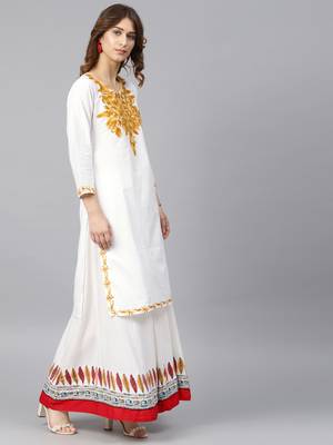White hand woven cotton chikankari-kurtis 3