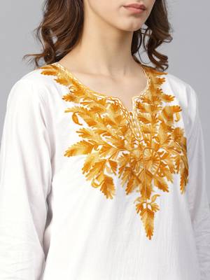 White hand woven cotton chikankari-kurtis 4