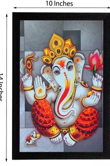 Set Of 3 Lord Ganesha and Flora Satin Matt Texture UV Art Painting