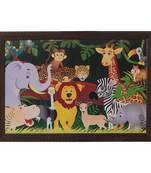 Happy Jungle Animals Satin Matt Texture UV Art Painting