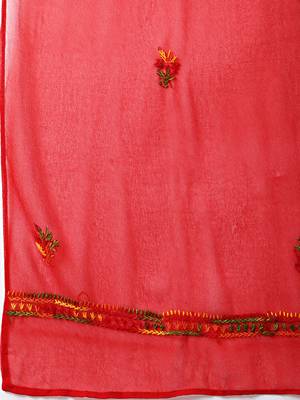 Red hand woven georgette chikankari-kurtis 4