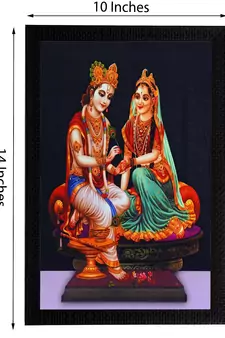 Set Of 3 Lord Krishna Radha and Flowers Satin Matt Texture UV Art Painting