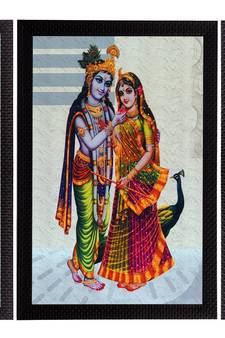 Set of 3 Floral and Radha Krishna Satin Matt Texture UV Art Painting