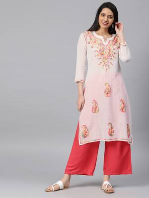 White hand woven cotton chikankari-kurtis 1