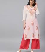 White hand woven cotton chikankari-kurtis