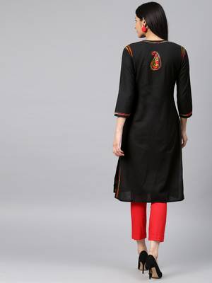 Black hand woven cotton chikankari-kurtis 2