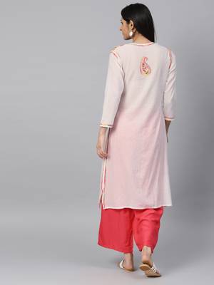 White hand woven cotton chikankari-kurtis 2