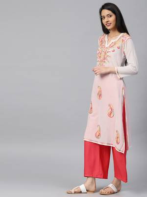 White hand woven cotton chikankari-kurtis 3