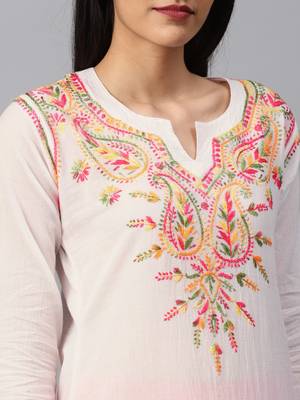 White hand woven cotton chikankari-kurtis 4