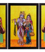 Set Of 3 Lord Krishna With Radha Satin Matt Texture UV Art Painting