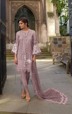 Light-purple embroidered net salwar 1