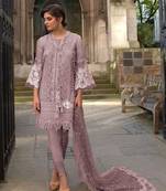 Light-purple embroidered net salwar