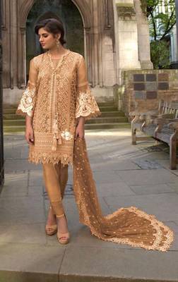 Salmon embroidered net salwar 1