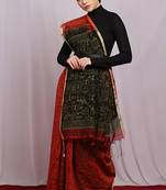 red Egyptian Print Handloom Saree with blouse