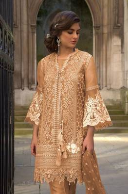 Salmon embroidered net salwar 2