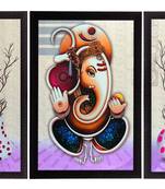 Set Of 3 Ganesha Satin Matt Texture UV Art Painting
