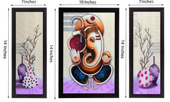 Set Of 3 Ganesha Satin Matt Texture UV Art Painting 2