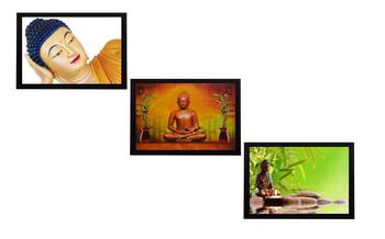 Set Of 3 Forms Of Lord Buddha Satin Matt Texture UV Art Painting 1