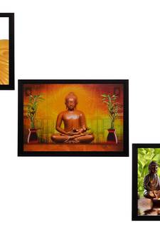 Set Of 3 Forms Of Lord Buddha Satin Matt Texture UV Art Painting