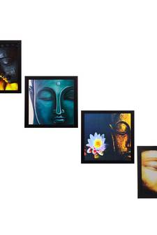 Set Of 4 Lord Buddha Satin Matt Texture UV Art Painting