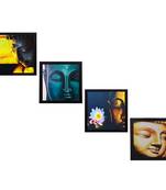 Set Of 4 Lord Buddha Satin Matt Texture UV Art Painting