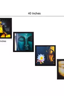 Set Of 4 Lord Buddha Satin Matt Texture UV Art Painting