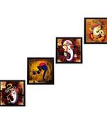 Set Of 4 Lord Ganesha Satin Matt Texture UV Art Painting