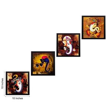 Set Of 4 Lord Ganesha Satin Matt Texture UV Art Painting 2
