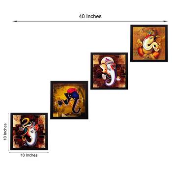 Set Of 4 Lord Ganesha Satin Matt Texture UV Art Painting 3