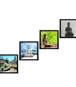 Set Of 4 Lord Buddha Satin Matt Texture UV Art Painting