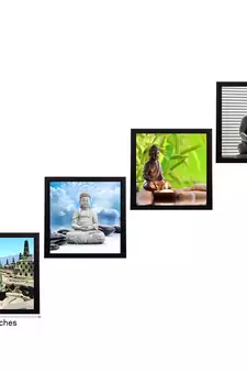 Set Of 4 Lord Buddha Satin Matt Texture UV Art Painting