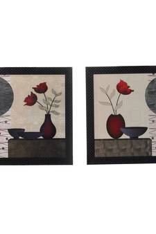 Set of 2 Floral Satin Matt Texture UV Art Painting