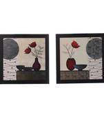 Set of 2 Floral Satin Matt Texture UV Art Painting
