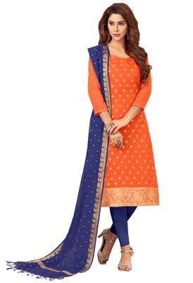 Orange floral print banarasi salwar 1