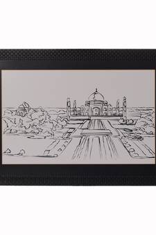 Sketched Tajmahal Satin Matt Texture UV Art Painting